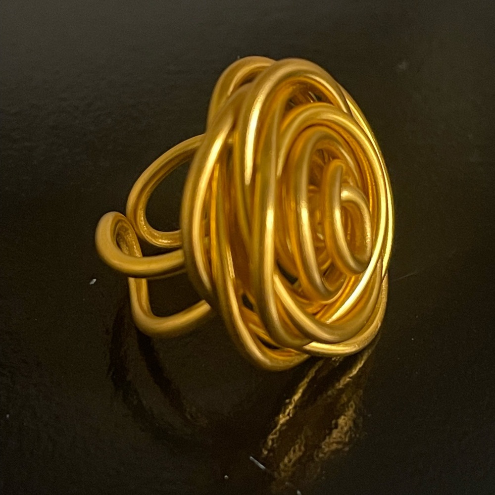 Ring Gold Wire Wrapped Rose Women Allergy Free Hand Made - approx size 6.5 - 7.5